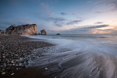 Scenic view of sea against sky during sunset