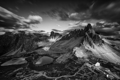 Scenic view of rocky mountains against sky