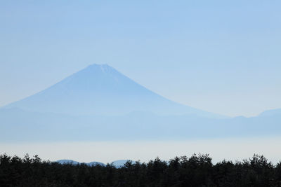 Scenic view of mountains against clear sky