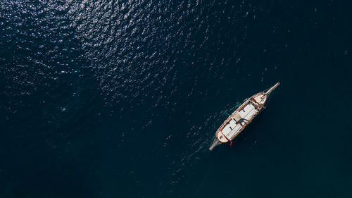 High angle view of boat in sea