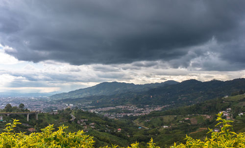 Scenic view of mountains against sky