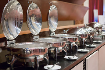 Close-up of food in kitchen at restaurant