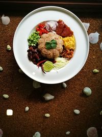 High angle view of meal served in plate