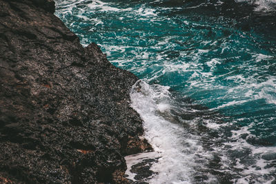 High angle view of sea waves