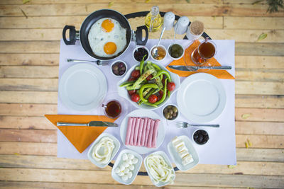 High angle view of food on table