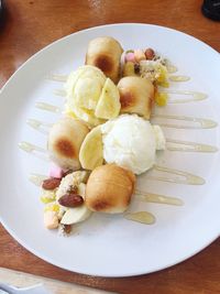 Close-up of fruits in plate on table