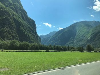 Scenic view of mountains against sky