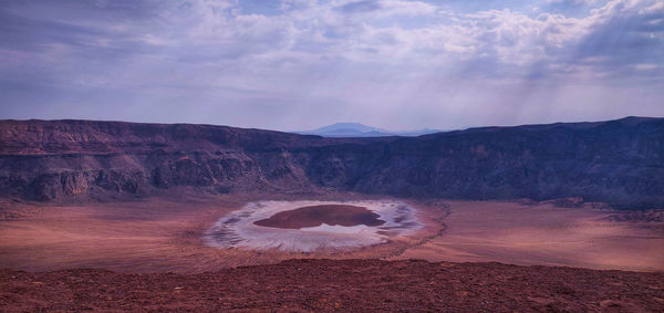 Scenic view of arid landscape against sky