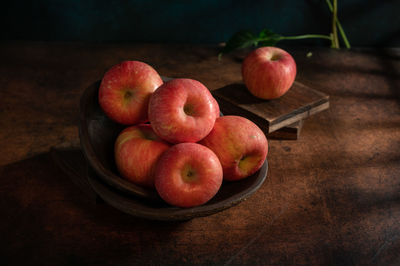 High angle view of apples in basket