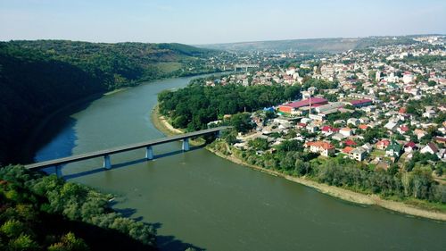 High angle view of bridge over river in city