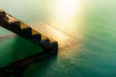 High angle view of boat in sea