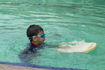 Boy swimming in pool