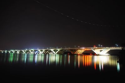 Bridge over river at night