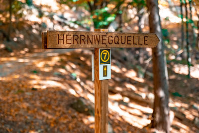 Information sign on wood