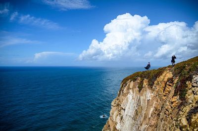 View of calm blue sea against sky