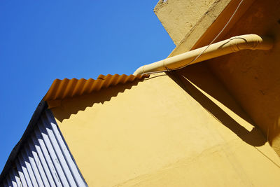 Low angle view of building against clear blue sky