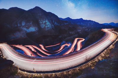 High angle view of mountain range against sky