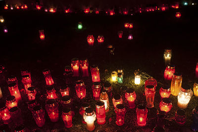 Illuminated christmas lights at night