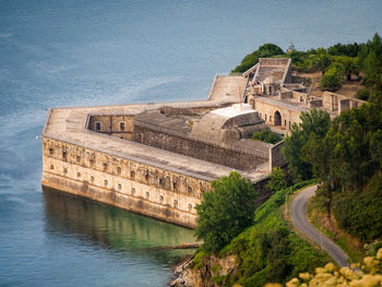 High angle view of historical building