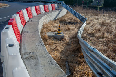 Guard rail destroyed after car accident