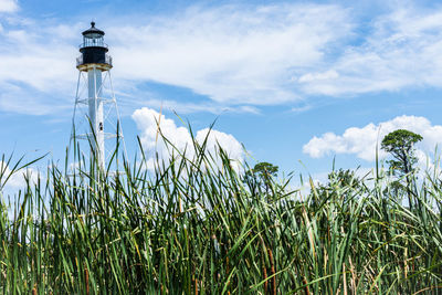 Low angle view of lighthouse against sky