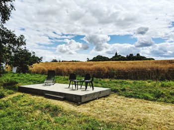 Scenic view of field against sky