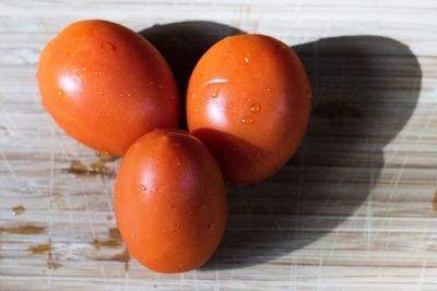 High angle view of oranges on table