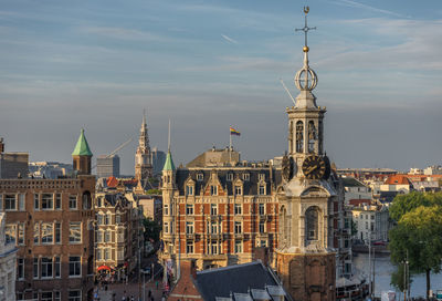 High angle shot of townscape against the sky