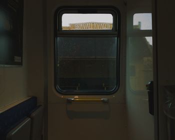 Train seen through window