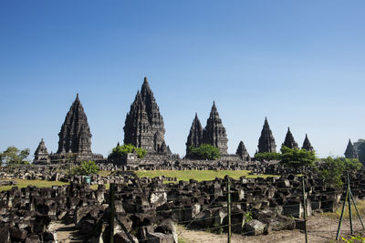 Panoramic view of temple building against clear sky