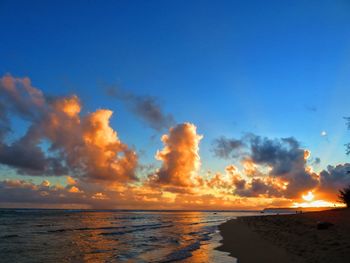 Scenic view of sea against sky during sunset