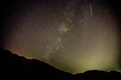 Scenic view of silhouette star field against sky at night