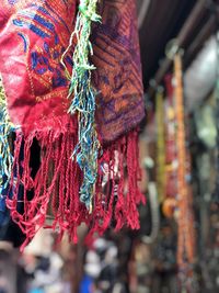 Close-up of multi colored decoration hanging at market stall