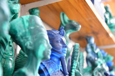 Close-up of blue sculpture