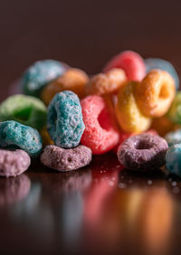 Close-up of multi colored fruits on table