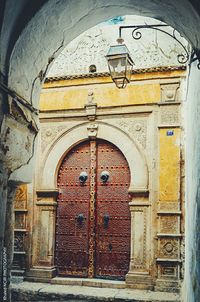 Closed door of old building