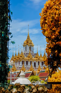 Low angle view of traditional building against sky