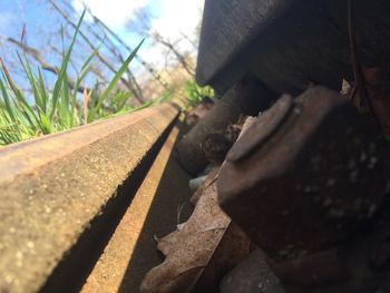 Close-up of railroad track