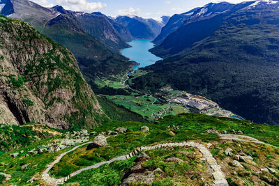 Scenic view of mountains against sky