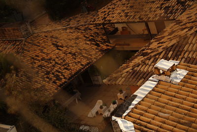 High angle view of buildings in city