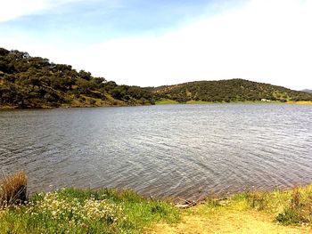 Scenic view of lake against sky