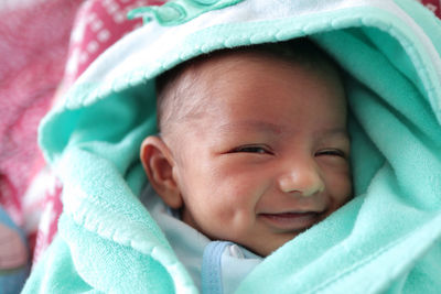 Close-up portrait of cute baby girl