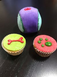 Close-up of cupcakes on table