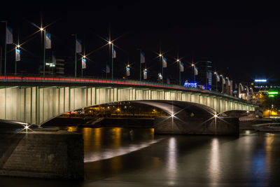 Bridge over river at night