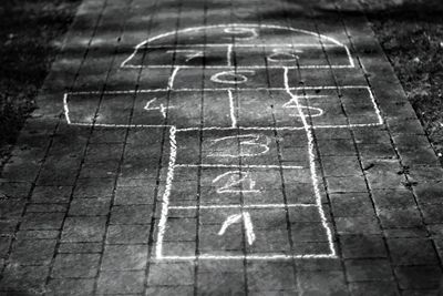 Shadow of man walking on street