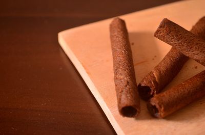 High angle view of cake on table