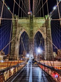 View of suspension bridge at night