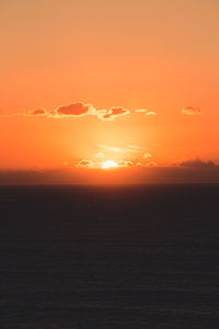 Scenic view of sea against romantic sky at sunset