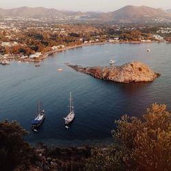 View of boats in harbor