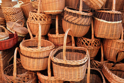 Full frame shot of wicker baskets